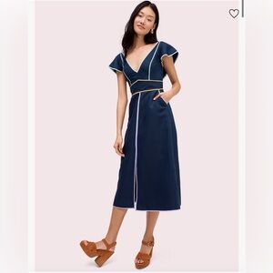 Kate Spade Linen Contrast Trim Dress